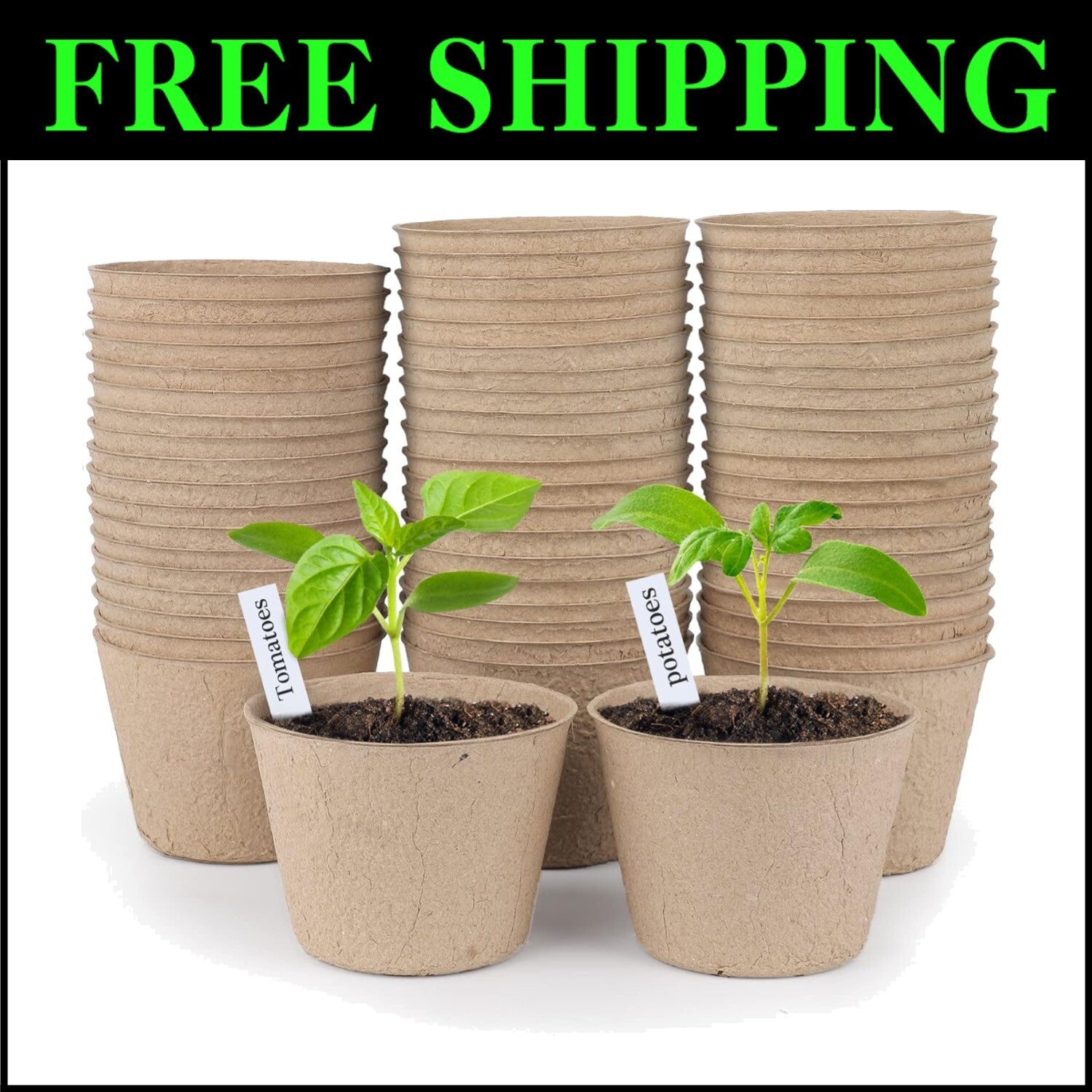Eco-Friendly 120 Pieces Peat Pots with Drainage Holes for Seedlings & Labels