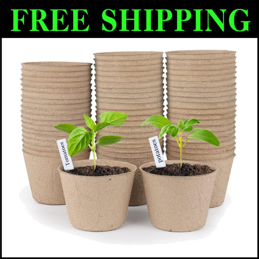 Eco-Friendly 120 Pieces Peat Pots with Drainage Holes for Seedlings & Labels