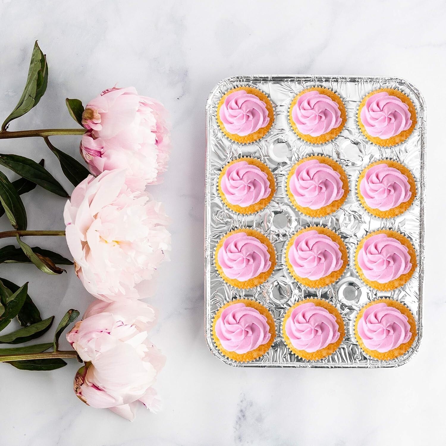 High-Quality Aluminum Mini Cupcake Pans - 12 Cavity, Eco-Friendly & Disposable