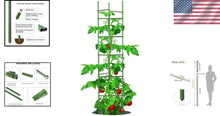 Load image into Gallery viewer, Green 73-Inch Triangular Tomato Trellis - Adjustable Stake Garden Support