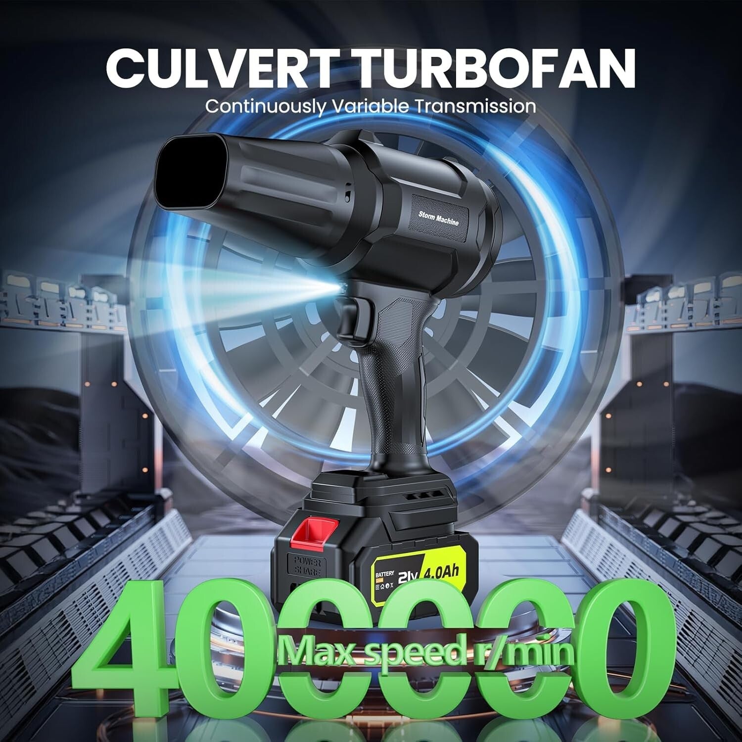 Efficient Cordless Leaf Blower - 400,000 RPM Motor with Safety Features Included