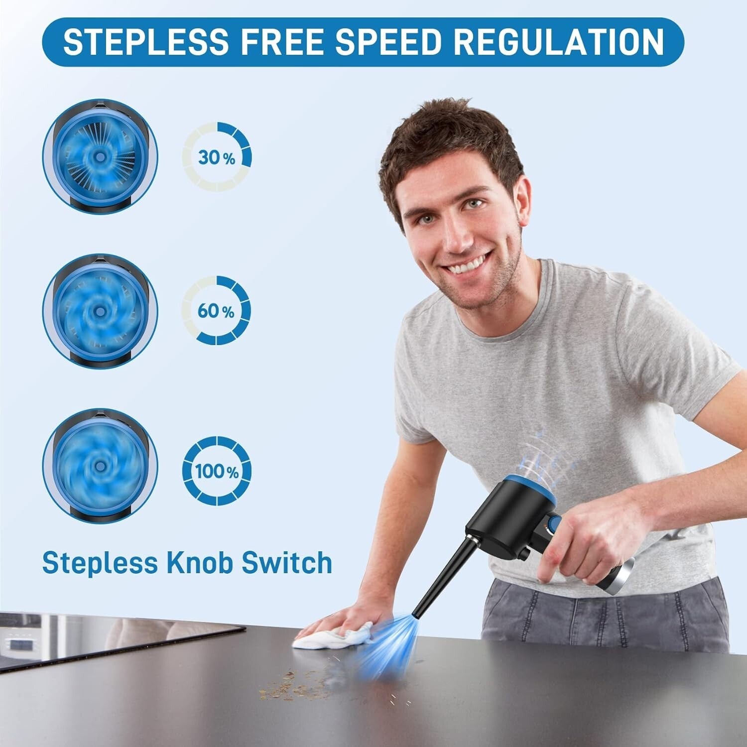 Cordless Electric Air Duster with Stepless Speed Control - Eco-Friendly Cleaning