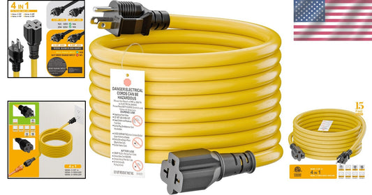 15FT NEMA 5-15P to 20A Adapter Cable - Supports Wide Voltage Household Use