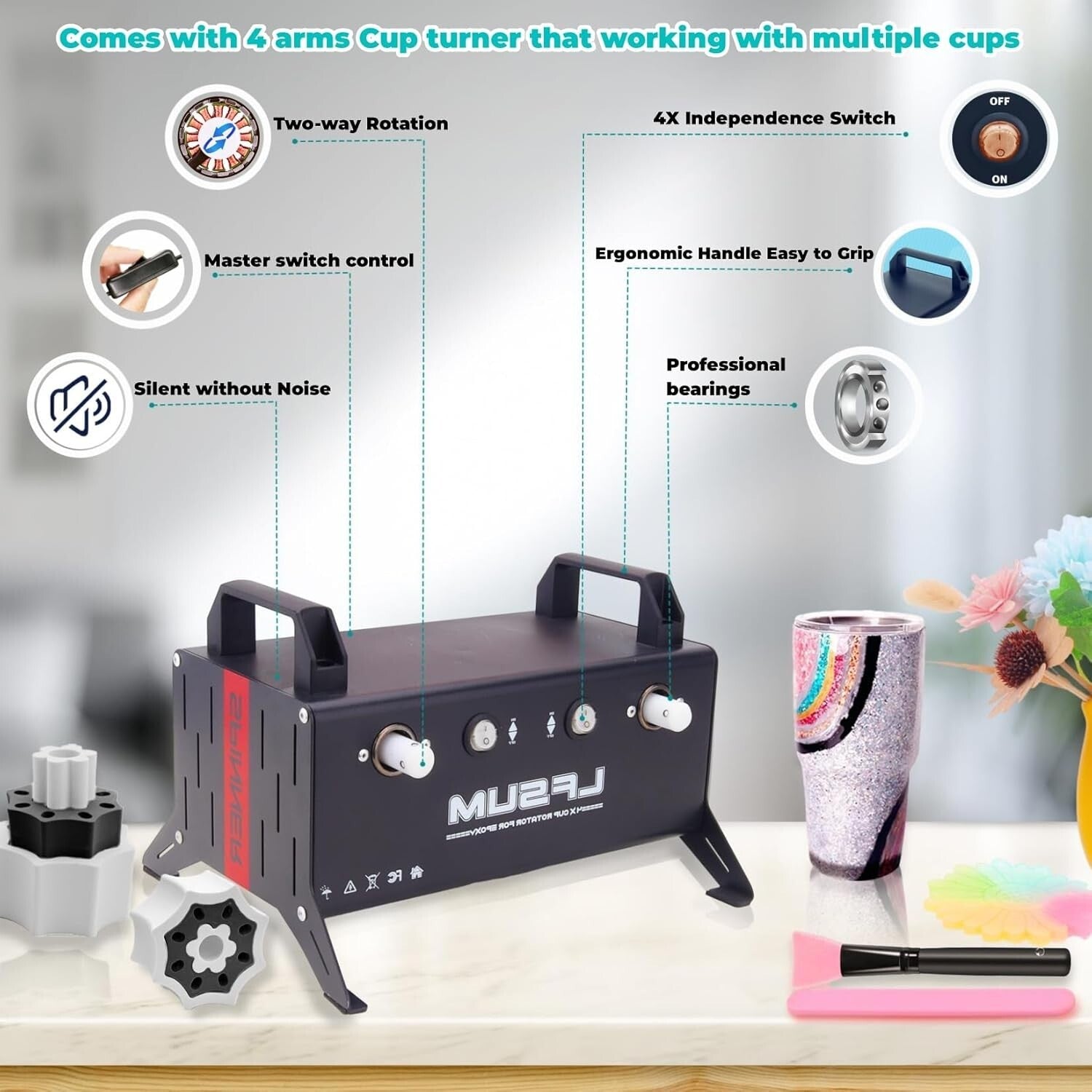 All-in-One 4 Arm Tumbler Maker - Premium Crafting Kit for Personalized Tumblers