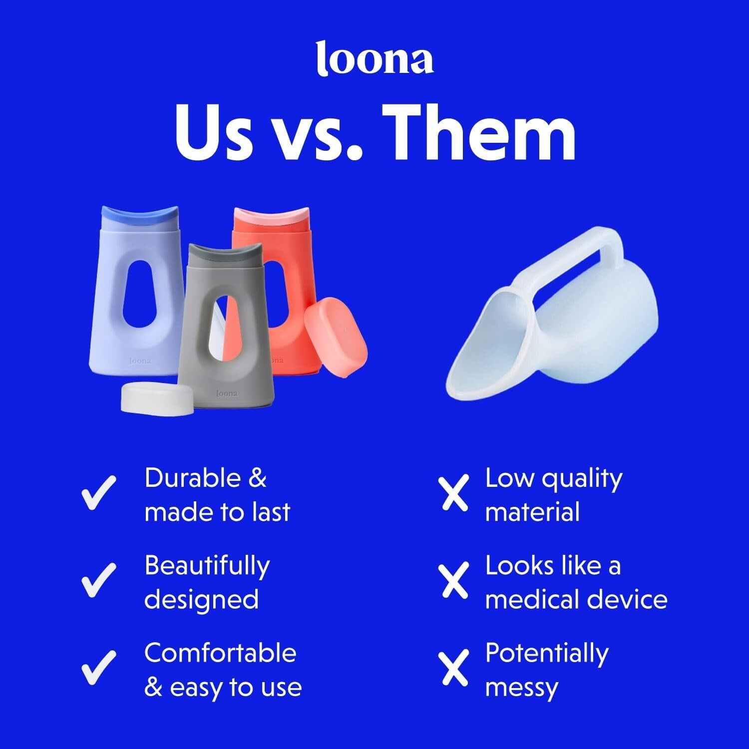 Loona Premium Female Urinal - Quiet, Spill-Proof Device for Travel & Outdoor Use