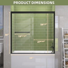 Load image into Gallery viewer, Versatile Reversible 60 in. Tub Shower Door - Anti-Crash Design in Matte Black