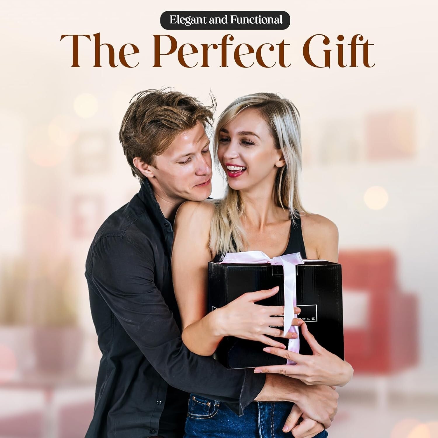 Decorative Lockable Memory Box - Solid Walnut Finish, 6L Storage Volume