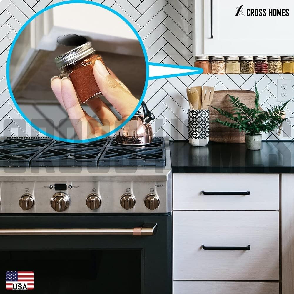 Airtight Magnetic Spice Containers - 4oz Hexagon Jars with Labels and Shakers