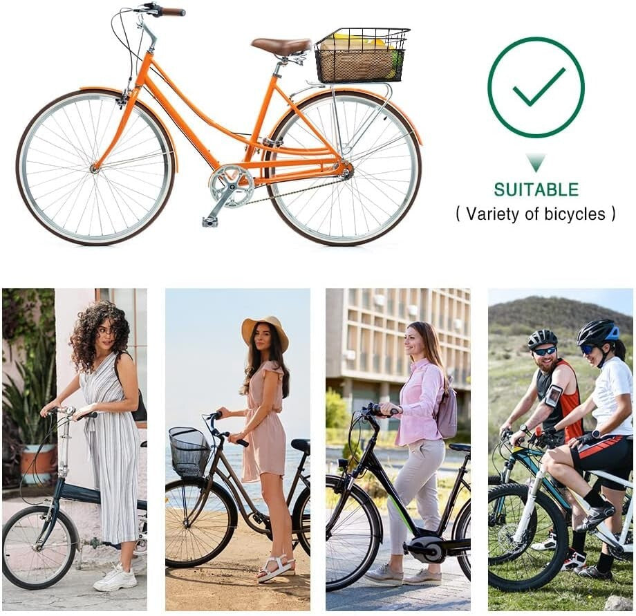 Versatile Rear Bike Basket with Waterproof Liner for Secure Cargo Transport