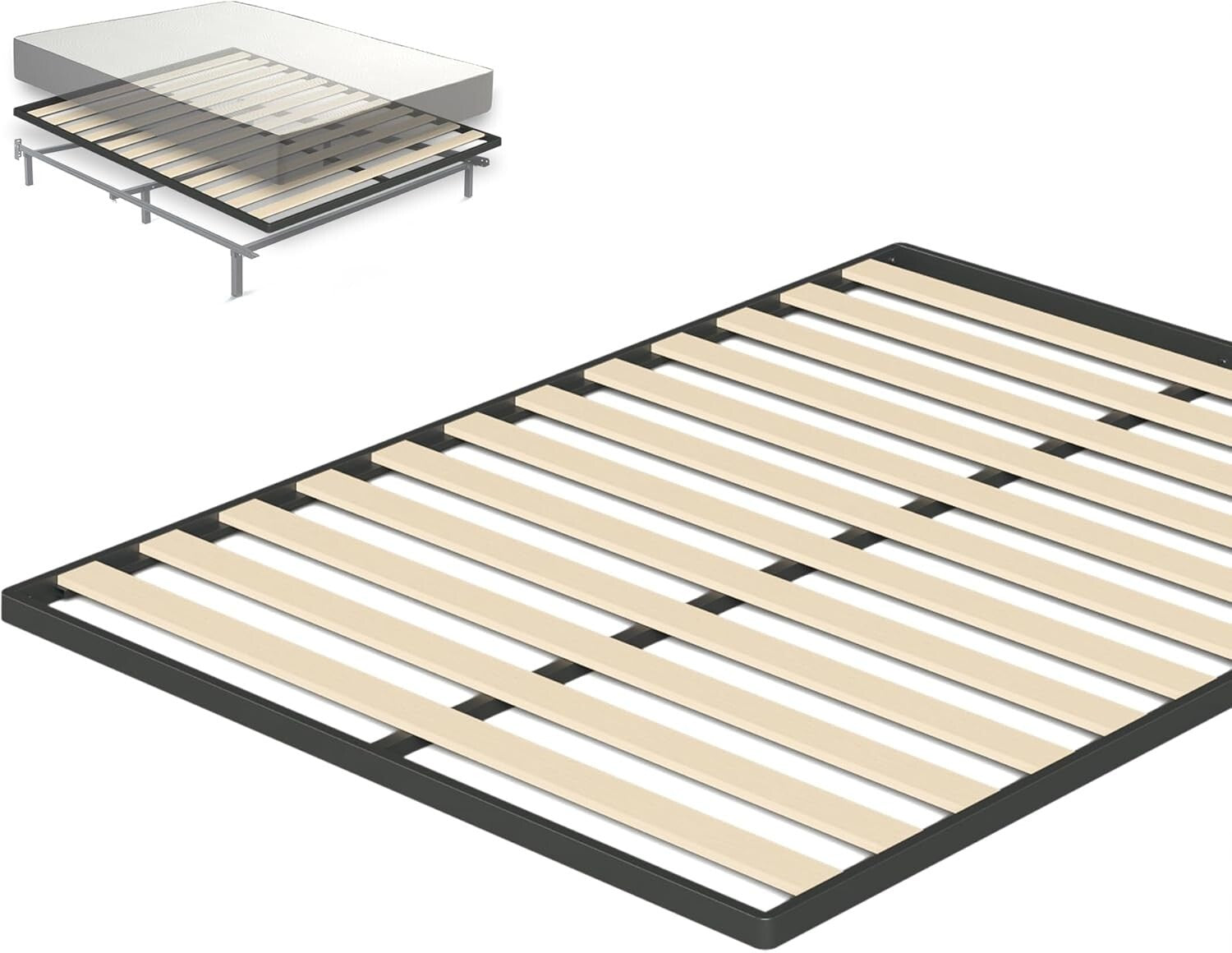 Easy Assembly Full Size Wood Slat Bunkie Board for Noise-Free Mattress Support