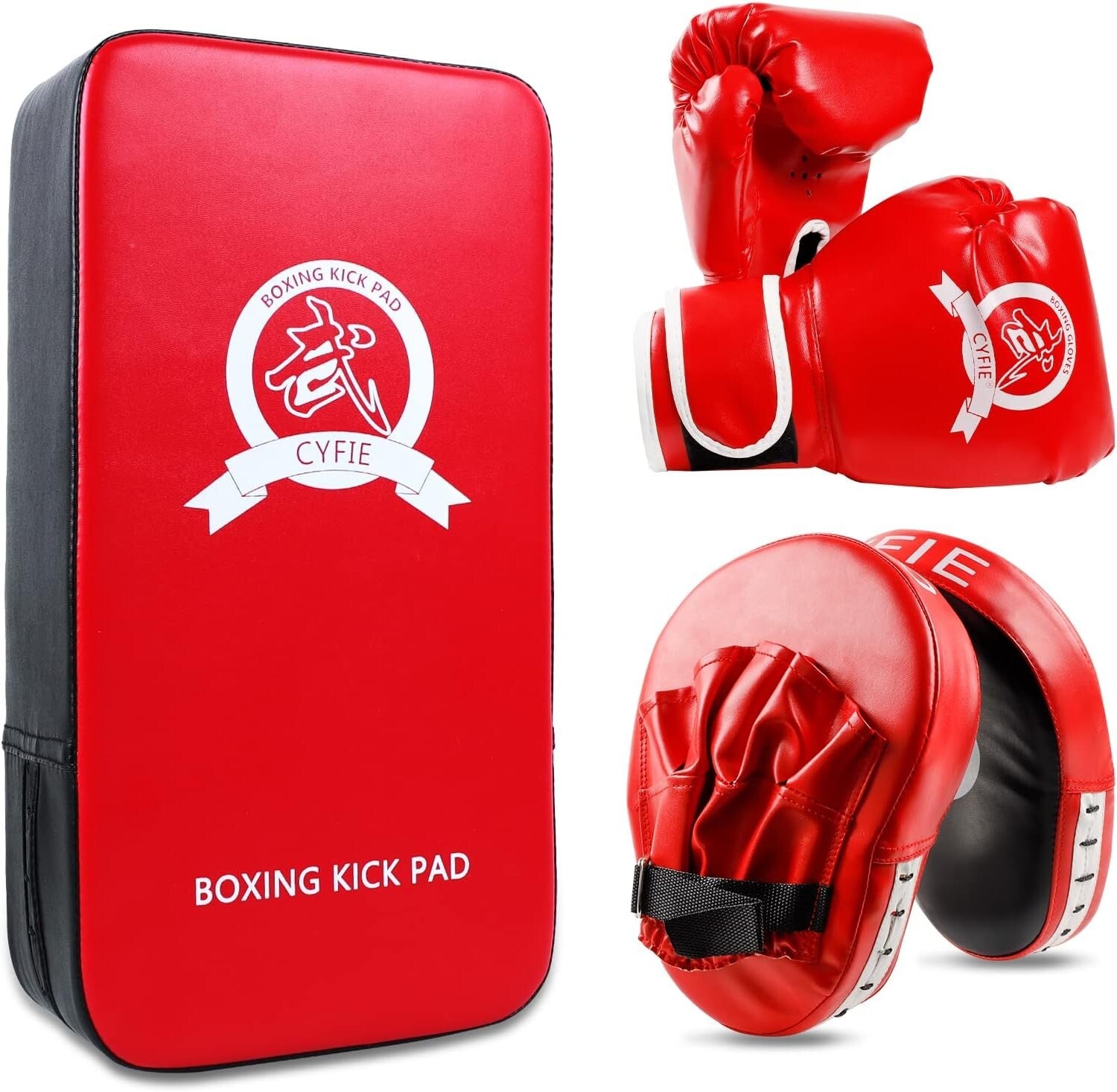 5-Piece Kids Boxing Training Set - Leather Mitts & Kick Pads for Safety & Fun