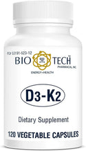 Load image into Gallery viewer, Natural Vitamin D3 &amp; K2 Capsules - 120 Count for Bone and Cardiovascular Support