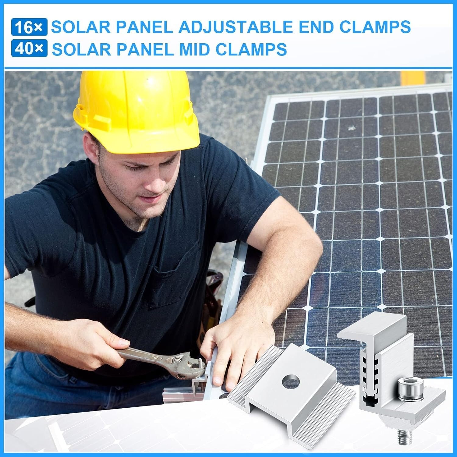 Durable Solar Panel Mid Clamps with Adjustable End Clamps - Easy Install