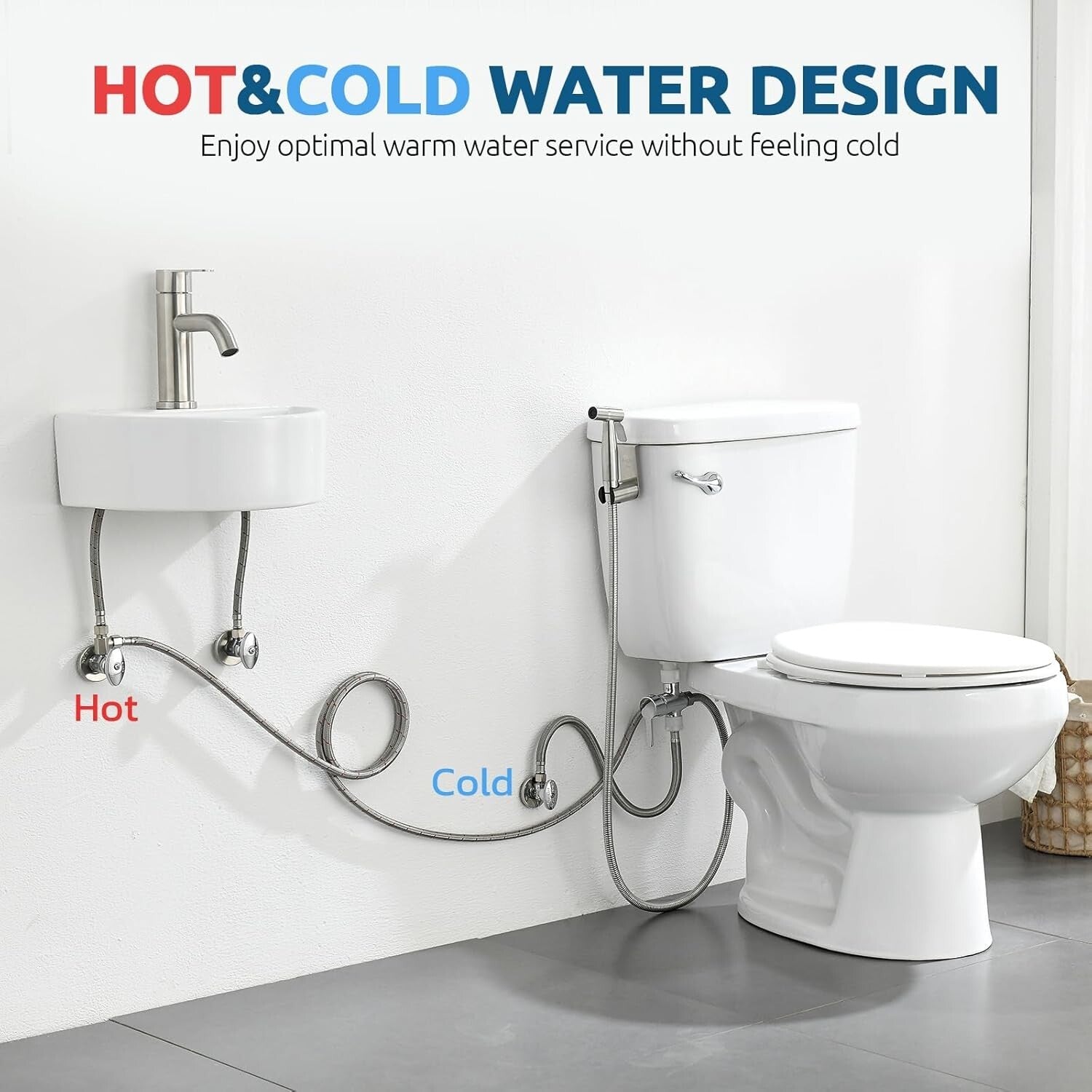 Ergonomic Stainless Steel Bidet Spray for Toilets - Warm & Cold Water Control