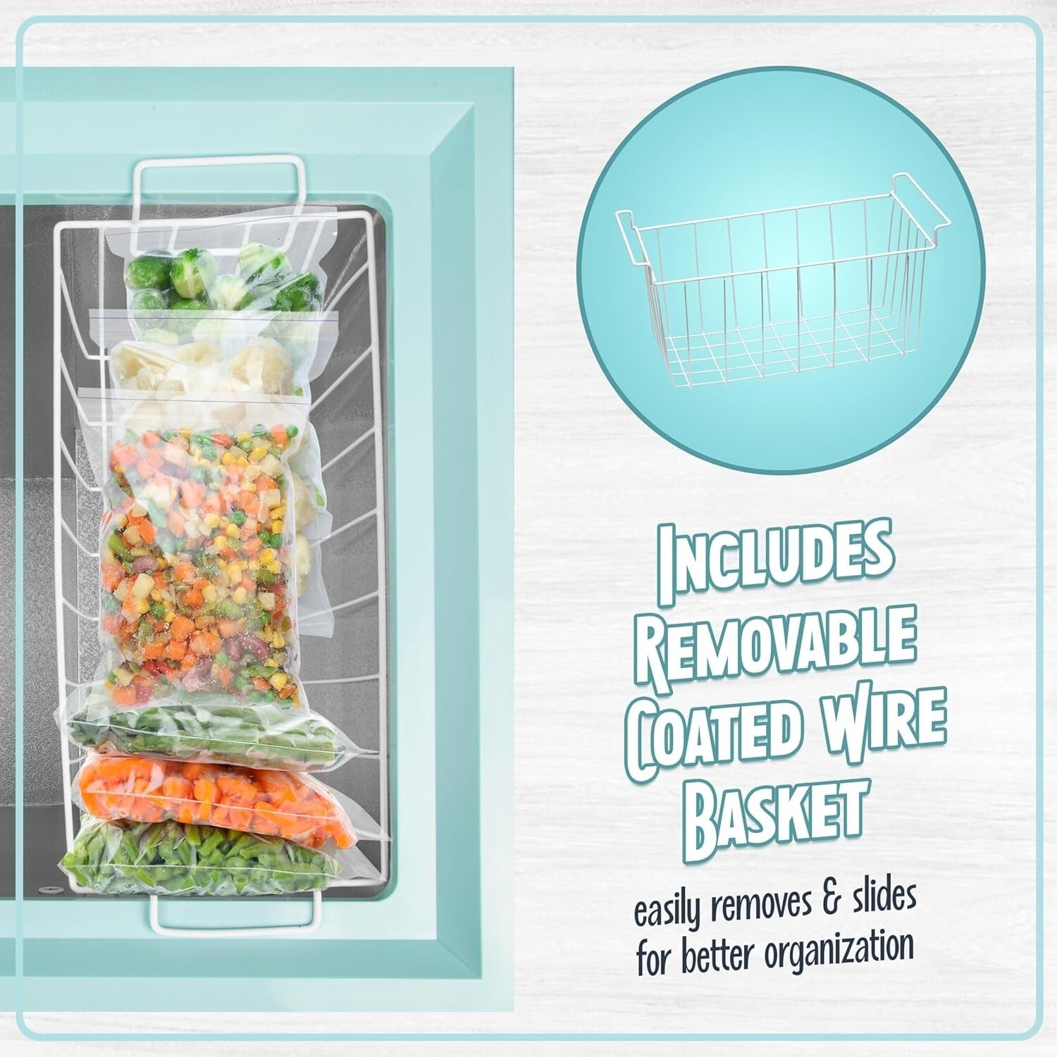 Aqua Retro Style Chest Freezer & Refrigerator - 3.5 Cu.Ft., Lock & Wheels