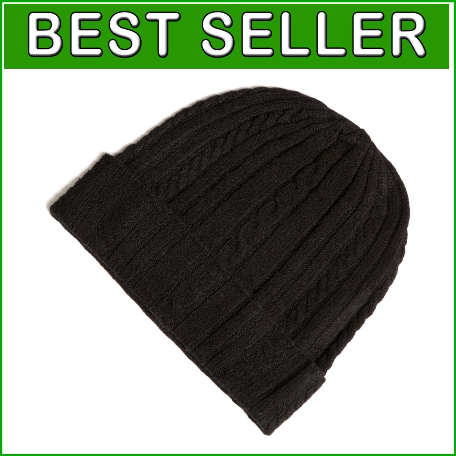 Elegant Women's Cable Knit Cashmere Hat with Cuffed Design for Cozy Winter