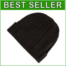 Load image into Gallery viewer, Elegant Women's Cable Knit Cashmere Hat with Cuffed Design for Cozy Winter