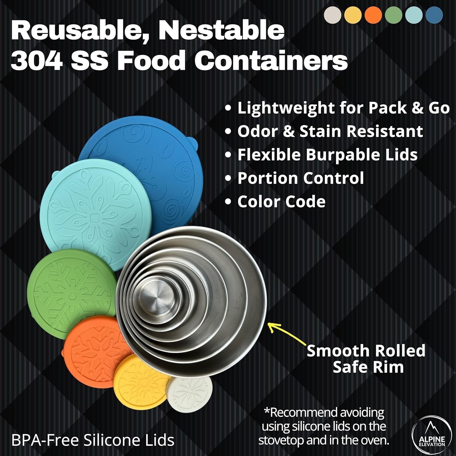 12 Pcs Stainless Steel Snack Container Set with Silicone Lids - Leakproof Design