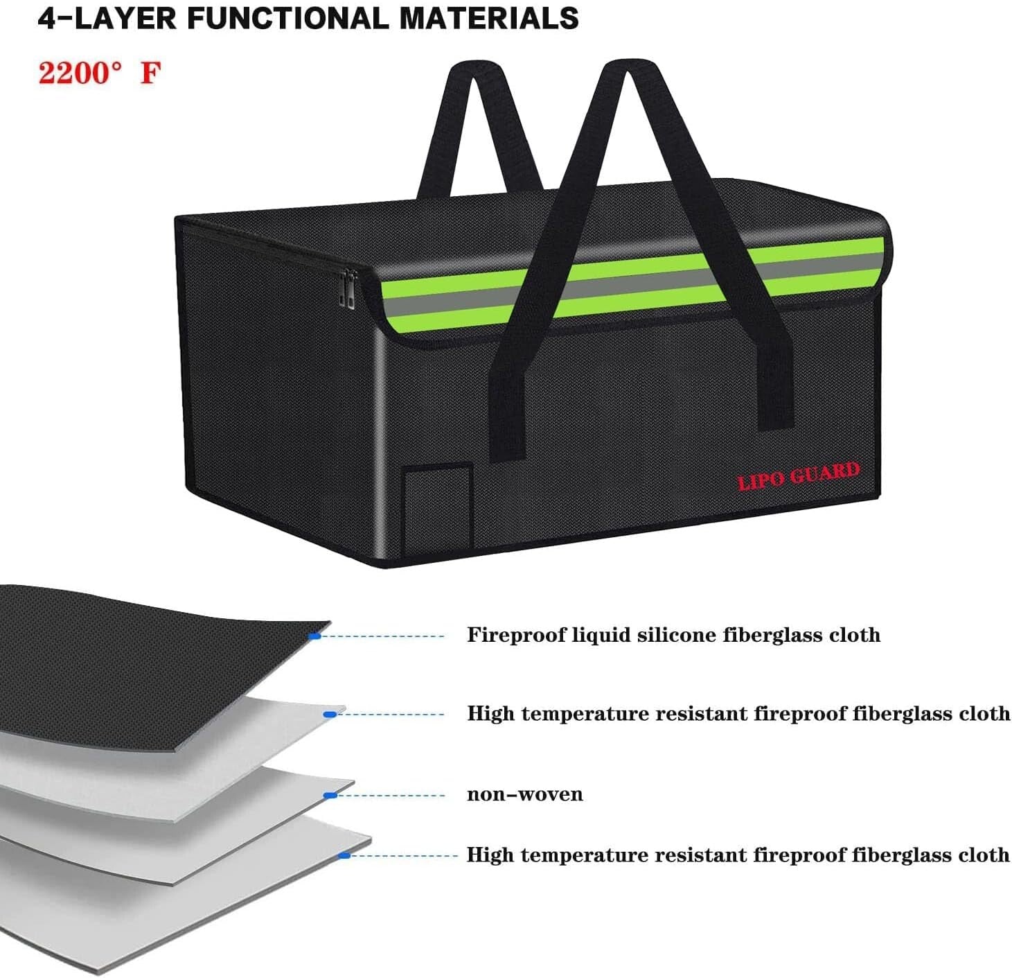 Fireproof Lipo Battery Storage Bag 19.7"x13.8"x11.8" - Safe Charging Pouch