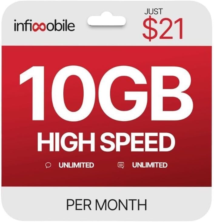 $12.60/Month SIM Card: 6-Month Prepaid Plan with Unlimited Talk & 10GB Data