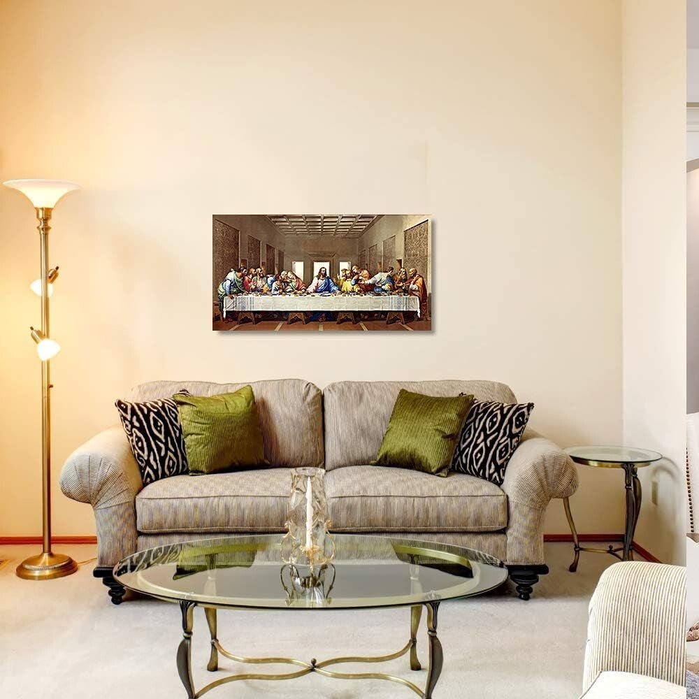 Giclee Canvas Print of Last Supper - Hand-Stretched 30x16 Art for Elegant Spaces