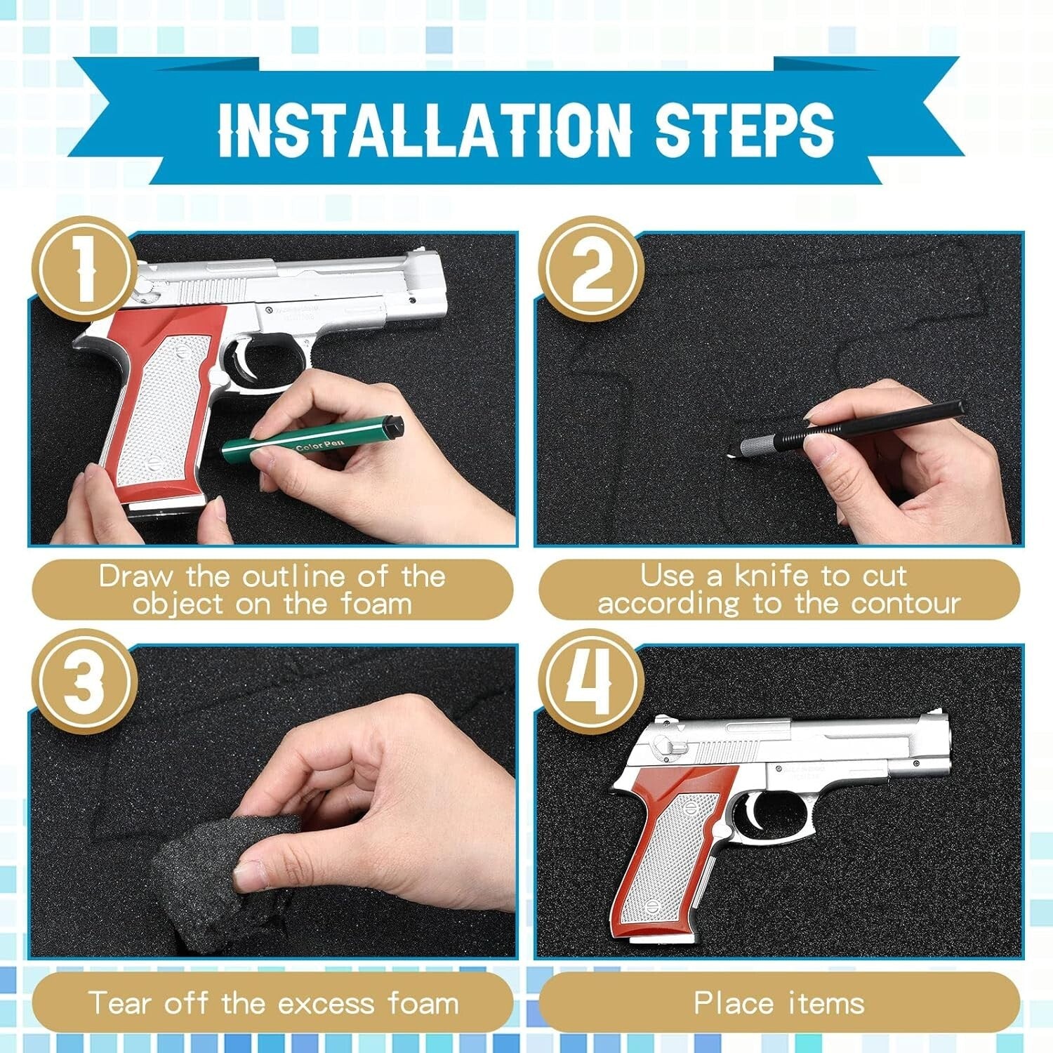 Versatile 4-Piece Polyurethane Foam Insert Set for Camera and Toolbox Protection