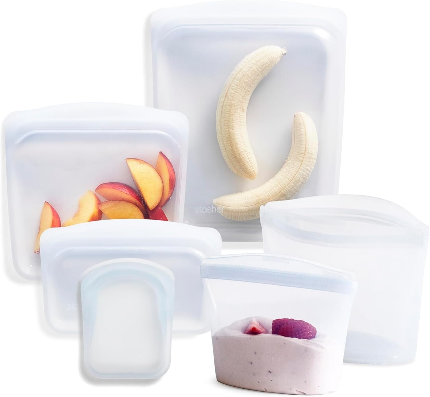 Eco-Friendly Reusable Silicone Food Storage Bags – 6-Pack, BPA Free & Leak-Proof