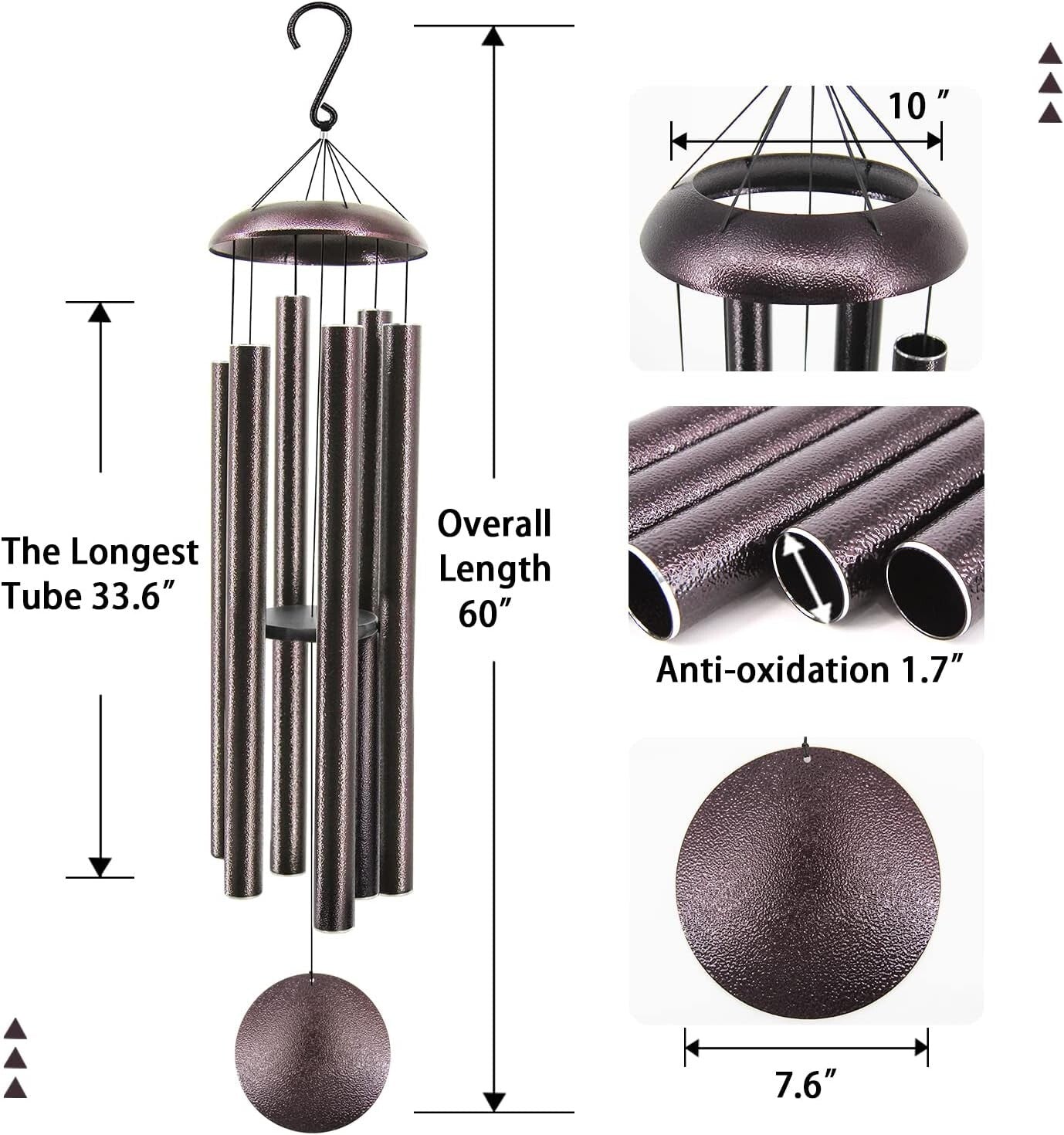 Elegant 60-Inch Deep Tone Wind Chimes - Perfect Outdoor Decoration Gift