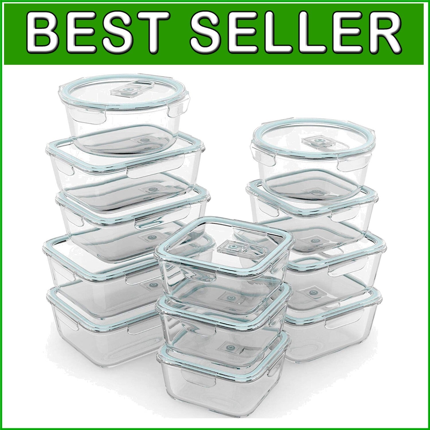Versatile 24-Piece Glass Food Containers - Airtight, Dishwasher & Microwave Safe