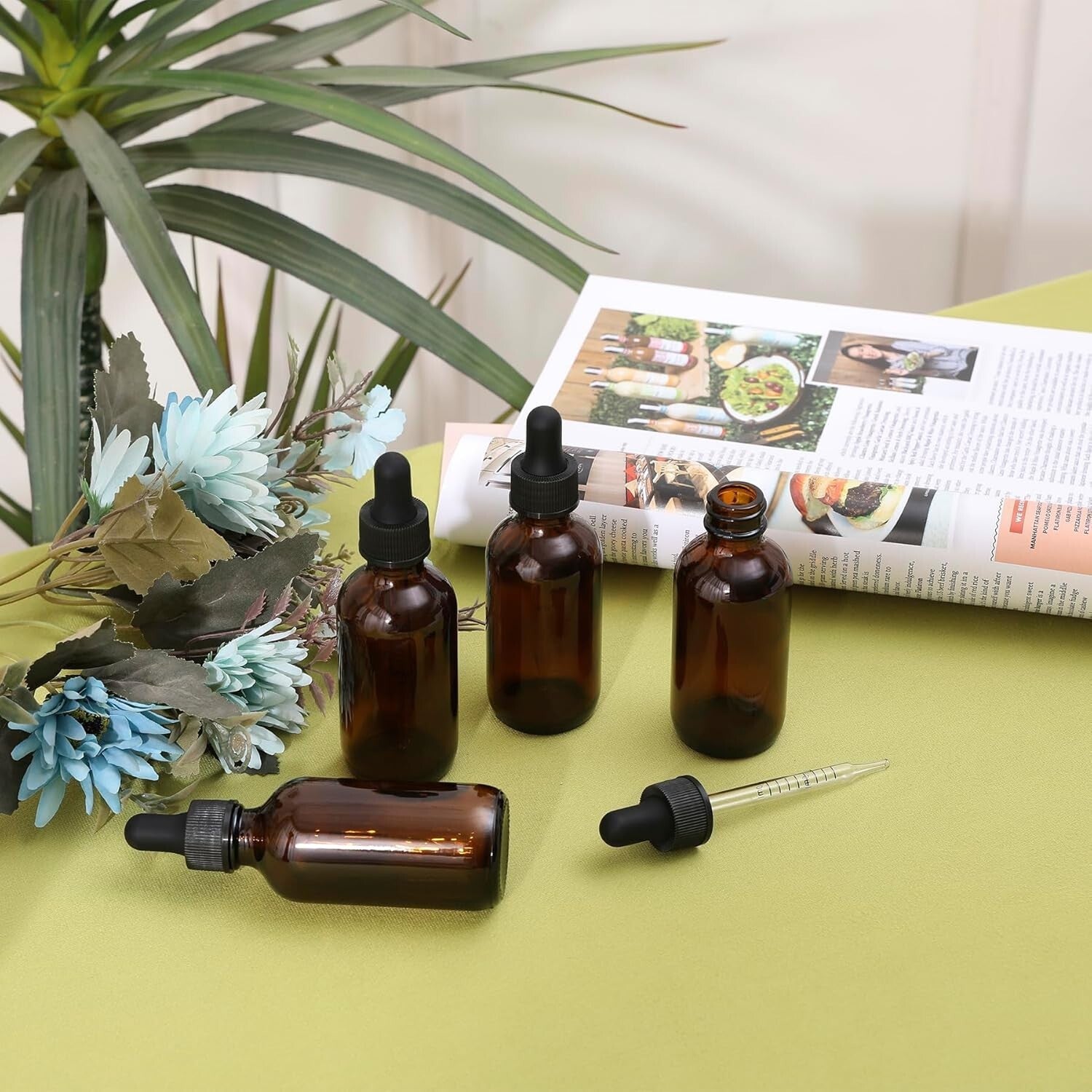 Multi-Purpose 2oz Amber Glass Dropper Bottles - 48 Durable Reusable Containers