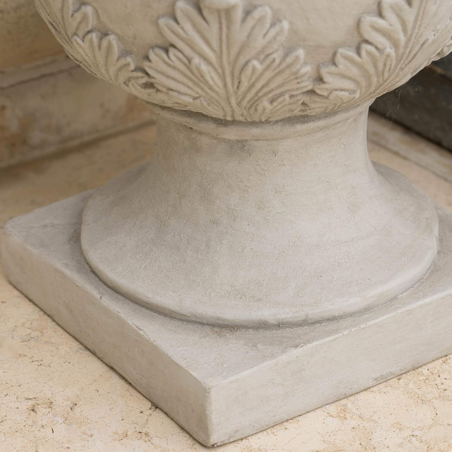 Weather-Resistant 20" Moroccan Stone Planter Urn for Traditional Garden Elegance