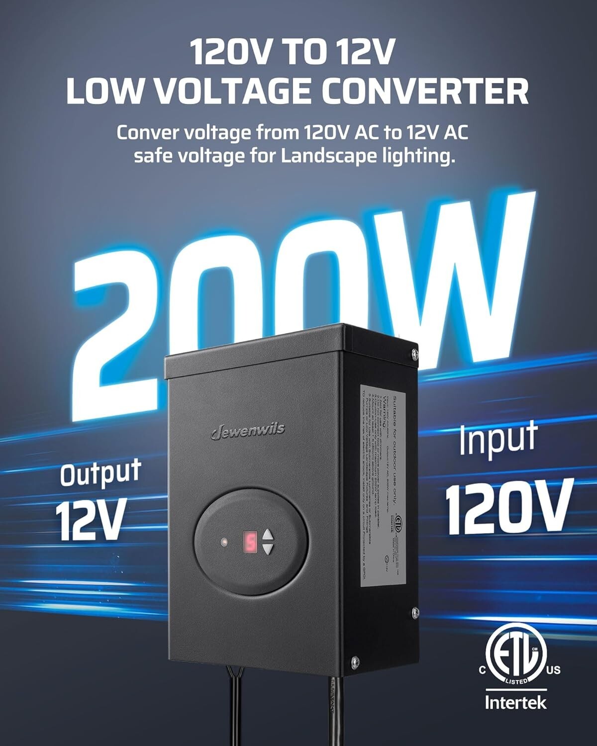 Durable 200W Landscape Lighting Transformer with Countdown Timer and ETL Listing