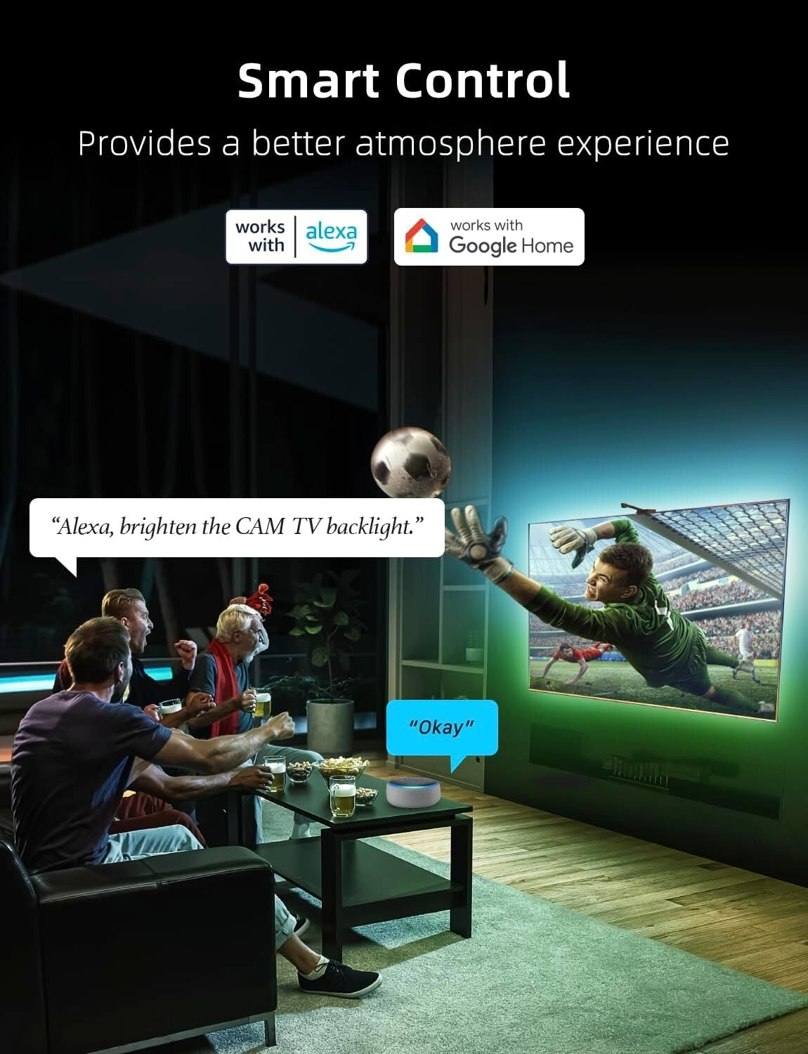 Dynamic LED Backlight for 75-85 Inch TVs - Immersive Screen Sync & Music Modes