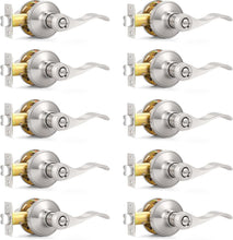 Load image into Gallery viewer, Durable Satin Nickel Privacy Door Lever Set - 10-Pack with Easy Installation