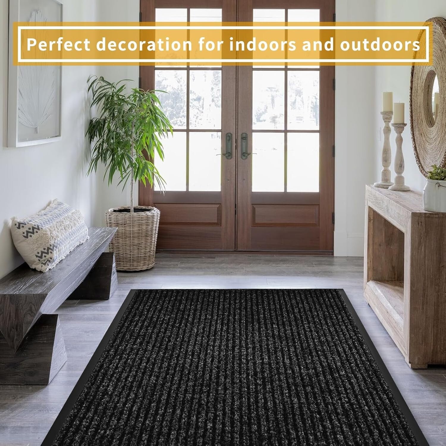 Versatile Waterproof Entrance Mat 48"x120" - Non-Slip Rubber Base, Easy to Clean