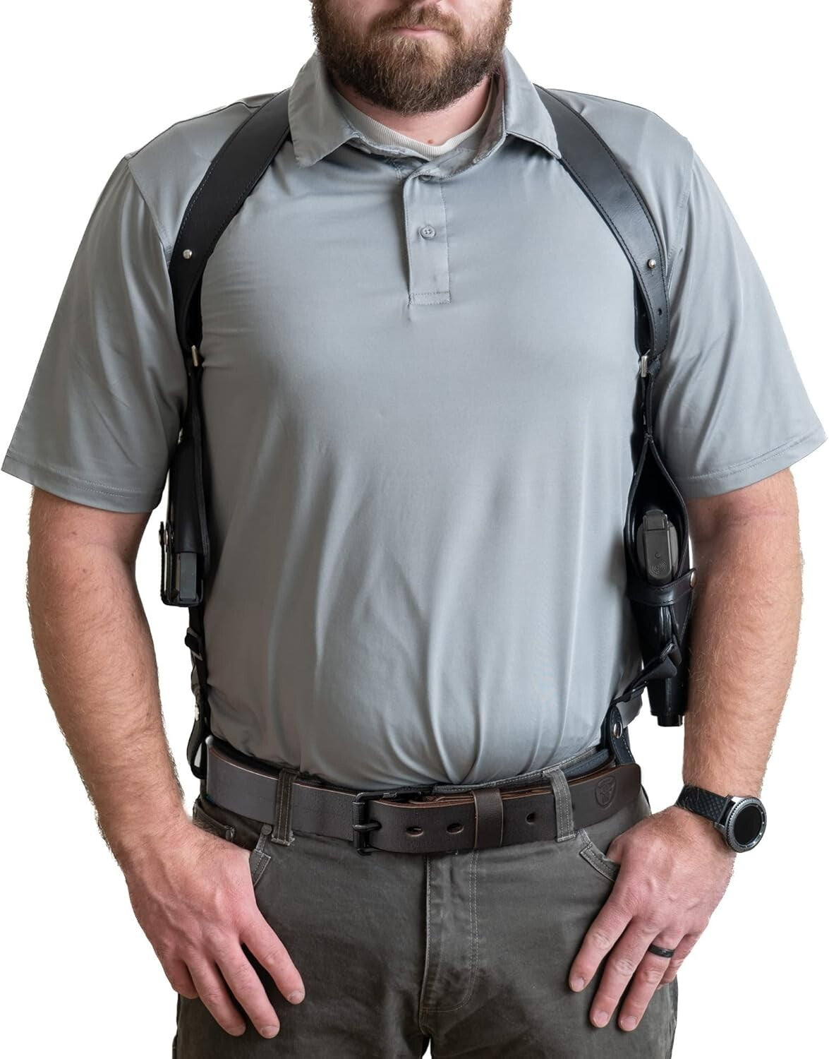 Dual Magazine Pouch Leather Shoulder Holster - Perfect for Concealed Carry