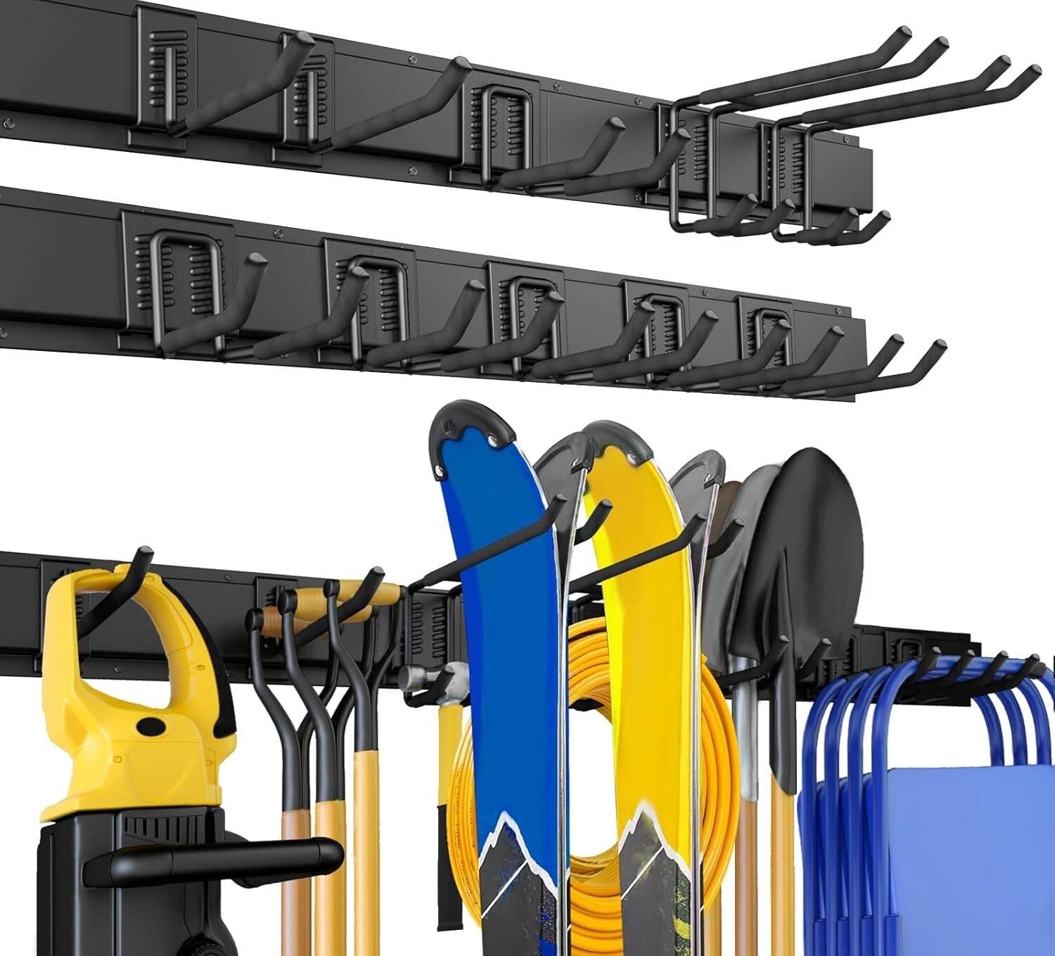 Durable Alloy Steel Wall-Mounted Tool Rack - Space-Saving 10 Hook Organizer
