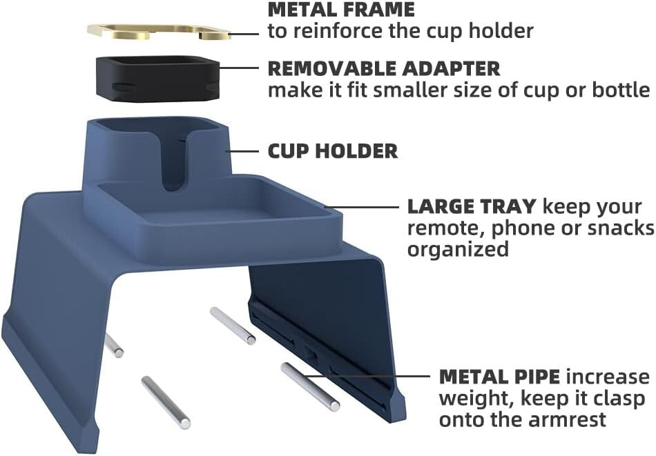 Versatile Navy Blue Silicone Couch Drink Holder - Perfect for Snacks & Remotes