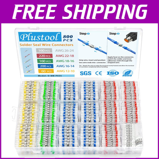 Versatile 800PCS Solder Seal Wire Connectors - Perfect for Marine & Truck Use