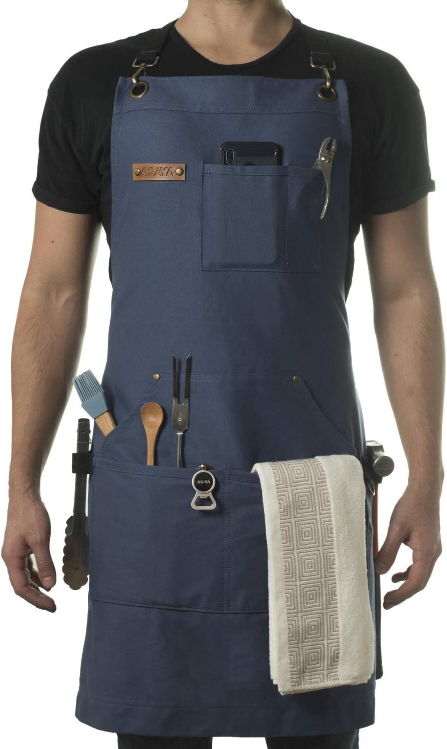 Adjustable Chef & BBQ Apron - 10oz Cotton Canvas with Practical Accessories