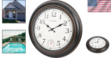 Load image into Gallery viewer, Large 18" Retro Wall Clock with Built-in Thermometer for Indoor/Outdoor Spaces