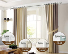 Load image into Gallery viewer, Elegant Telescoping Curtain Rod Set in Antique Silver - 28 to 48 Inch Adjustable