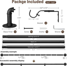 Load image into Gallery viewer, Industrial Wrap-Around Black Curtain Rod 144-168" - Heavy Duty Adjustable Design