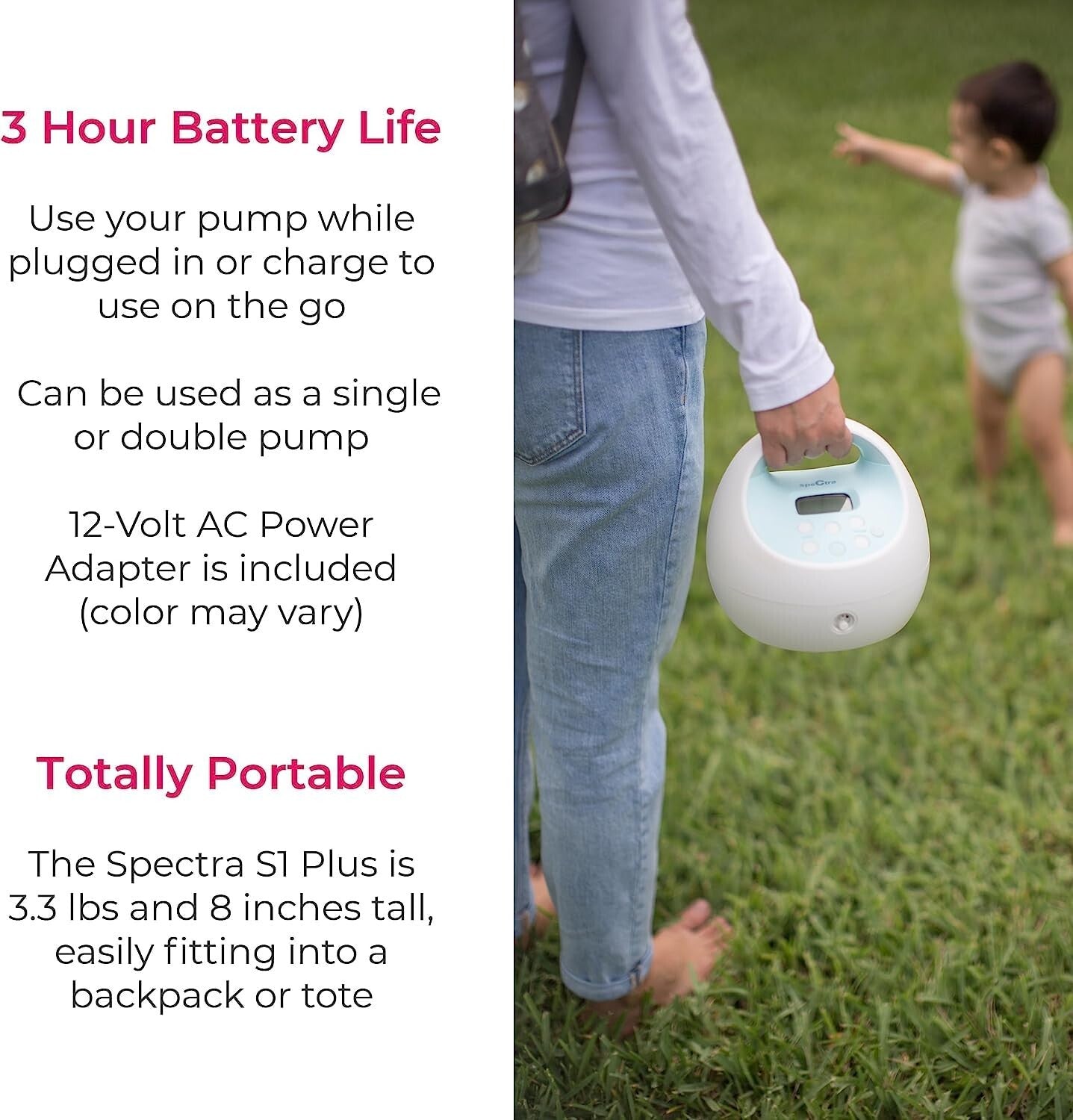 Single or Double Pumping - S1 Plus Electric Breast Pump with Backflow Protection