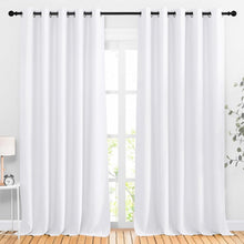 Load image into Gallery viewer, Modern White Room Darkening Grommet Curtains - Noise Reducing Insulated Panels