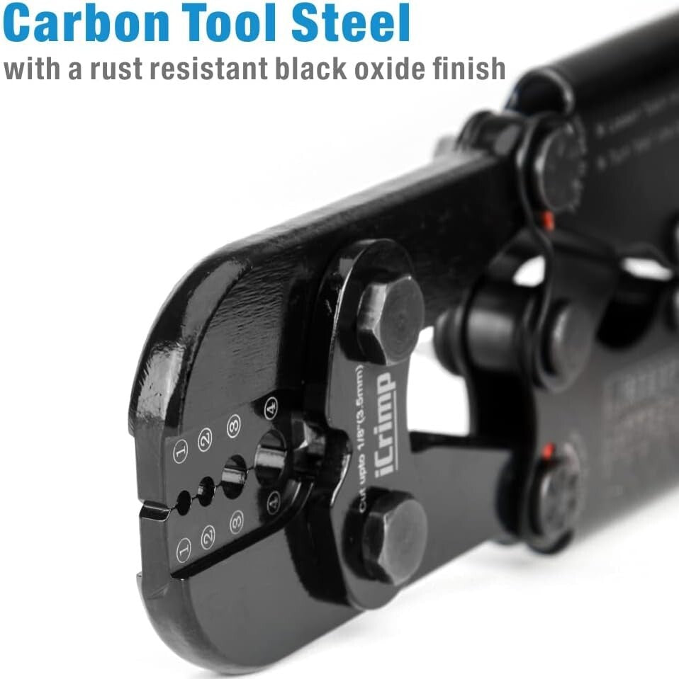 Ergonomic Wire Rope Crimping Tool with Multi-Groove Cutter - Black Oxide Finish