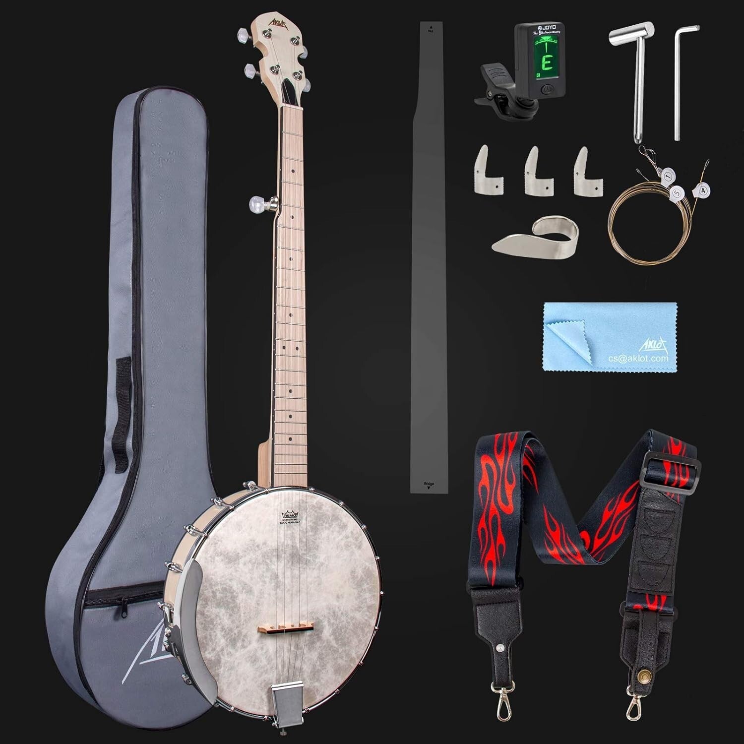 Full-Size 5-String Maple Banjo Kit with Remo Head & Accessories for All Levels