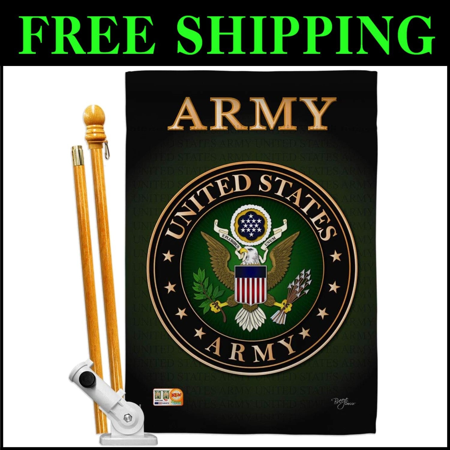 Elegant 28" x 40" Patriotic Veteran Garden Flag with Complete Mounting Kit