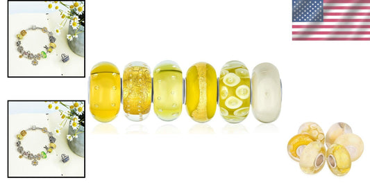 Mixed Set of Translucent Yellow & Brown Glass Beads - Perfect for Bracelets