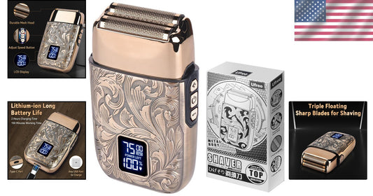 Professional Men's Electric Shaver with Titanium Blades & Fast Recharge Feature